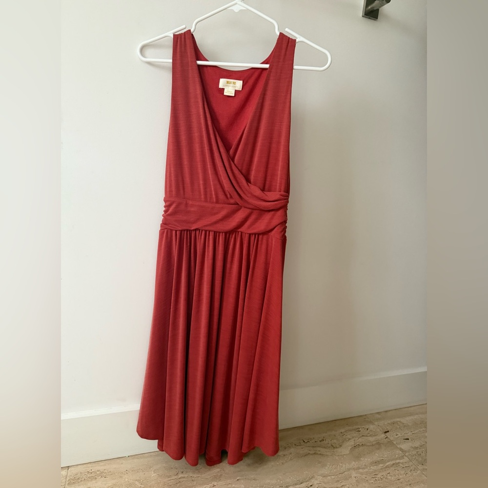 Maeve by Anthropologie deep-orange ribbed modal sleeveless midi dress